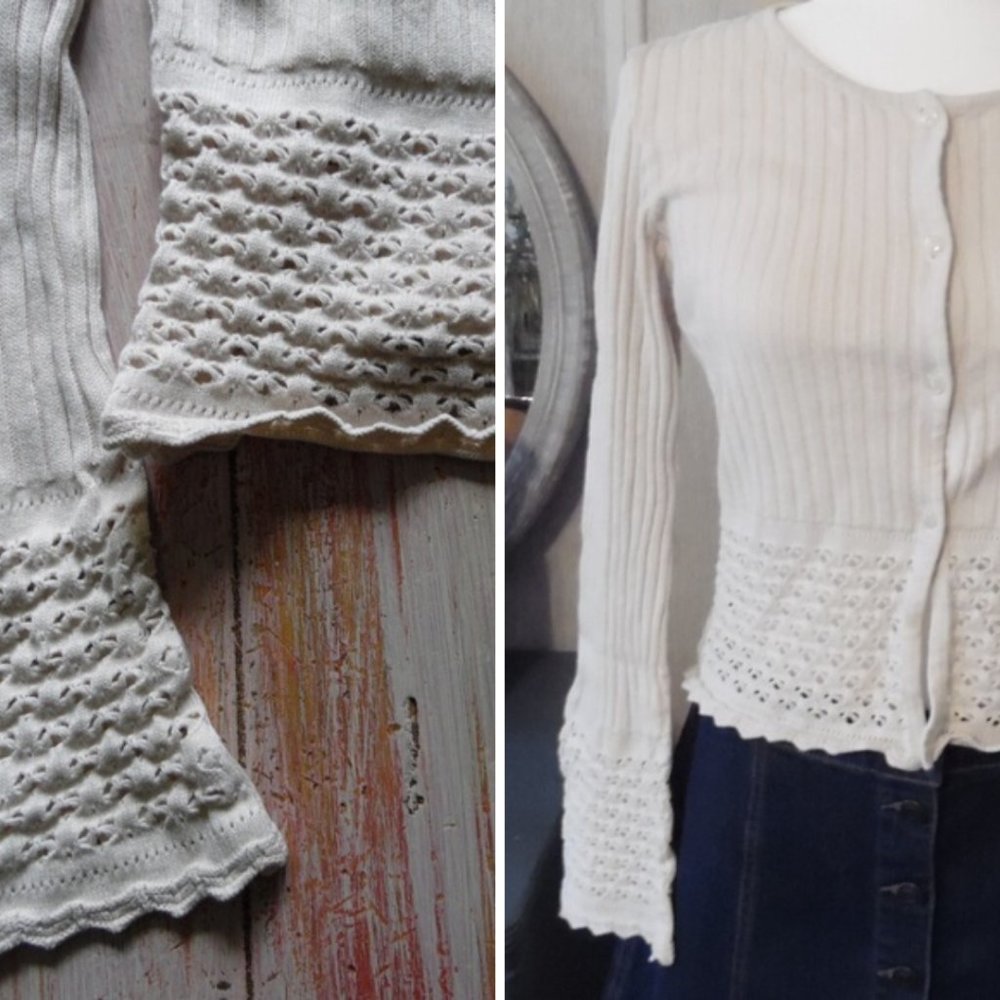 🍍GAS Co. Ribbed Crochet/Eyelet Detail Cardigan, M